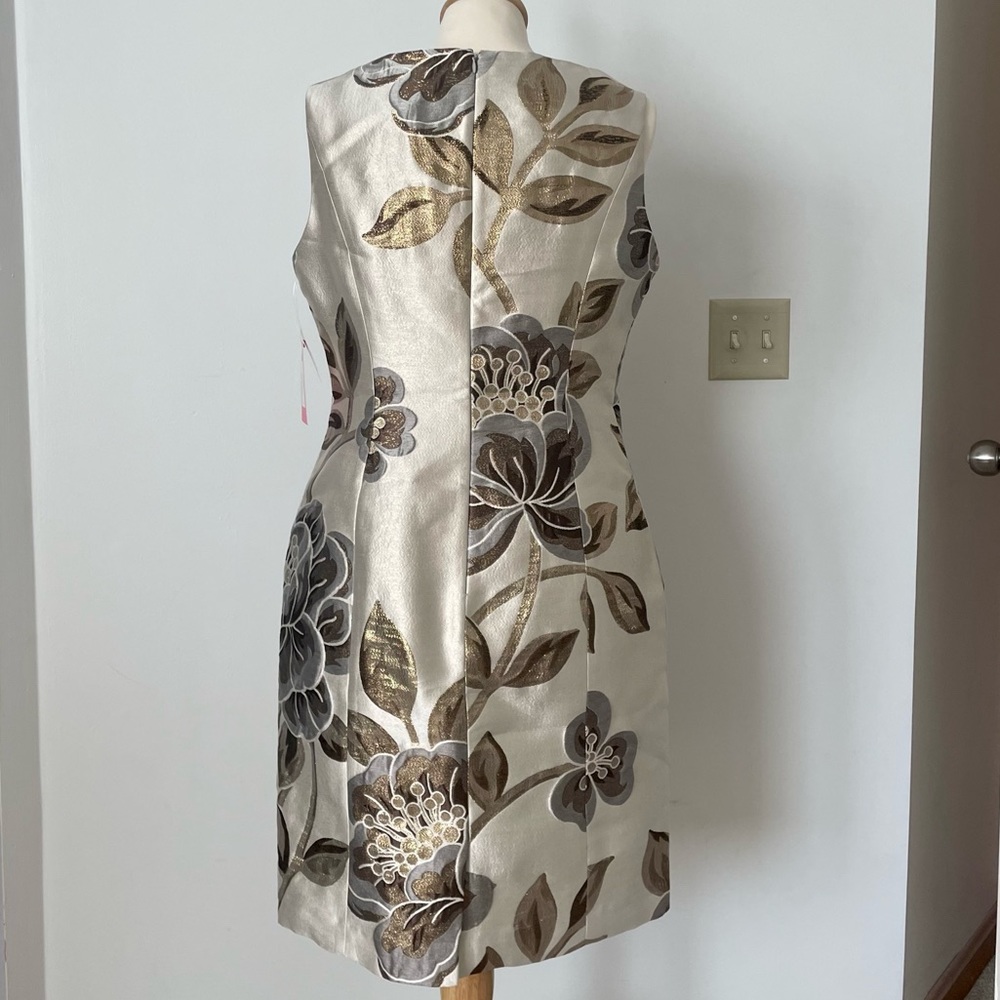 NWT Isaac Mizrahi Metallic Floral Sheath Dress Sz 10 - Picture 4 of 11